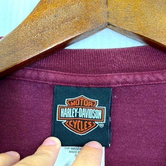 Harley Davidson - Burgundy Manatee Crystal Rivers Short Sleeve Shirt Size Large - Picture 7 of 10